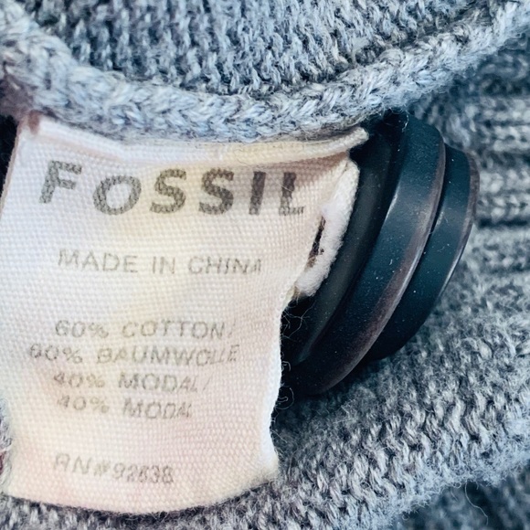Fossil Gray Button Up Military Sweater Small - Picture 4 of 5